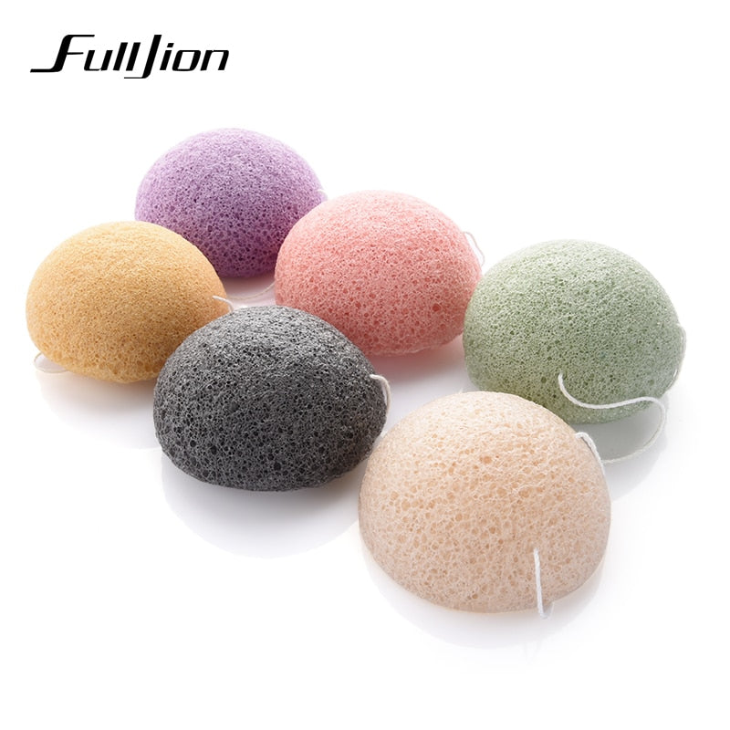 Fulljion 6 Colores Natural Konjac Konnyaku esponja cosmética Facial Limpieza Facial Lavado Cuidado Facial Polvo Facial Maquillaje Herramientas
