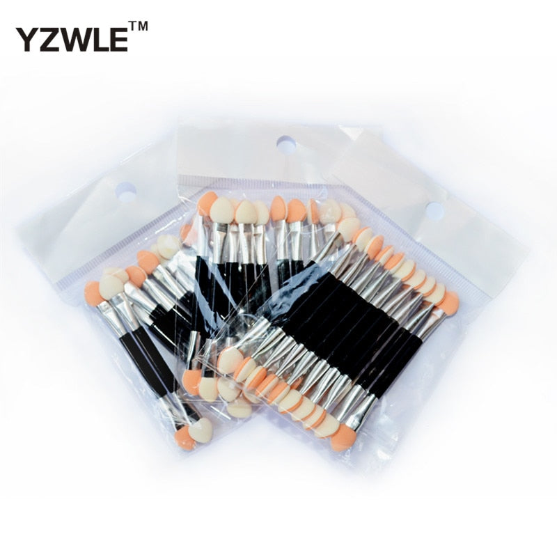 10 UNID Aplicador de Sombra de Ojos Esponja de Doble Acabado Suministros de Maquillaje Cepillos de Sombra de Ojos Portátil Espejo de Uñas Powder Brush